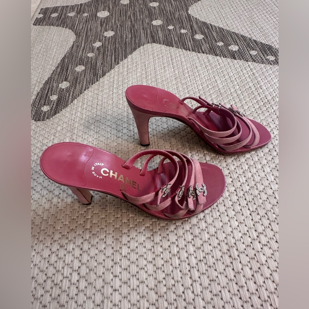 Chanel Rhinestone Logo Sandals - Picture 6 of 15